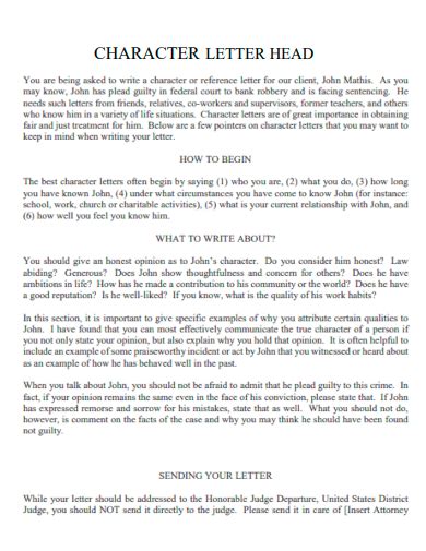 how to write a character letter