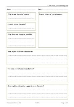 how to write a character profile ks2
