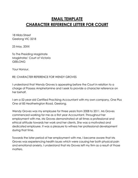how to write a character reference for court qld