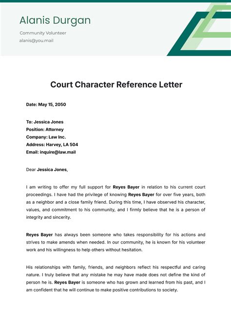 how to write a character reference template for court