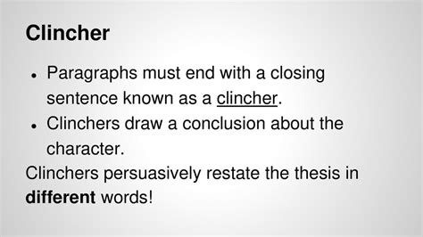 how to write a clincher for a paragraph