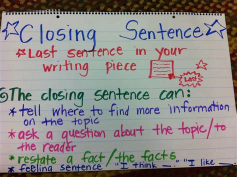 how to write a closing sentence 3rd grade