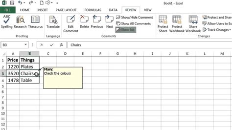 how to write a comment in excel
