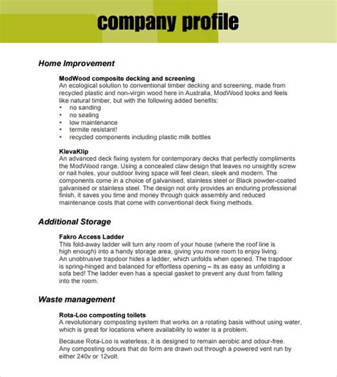 how to write a company profile sample pdf
