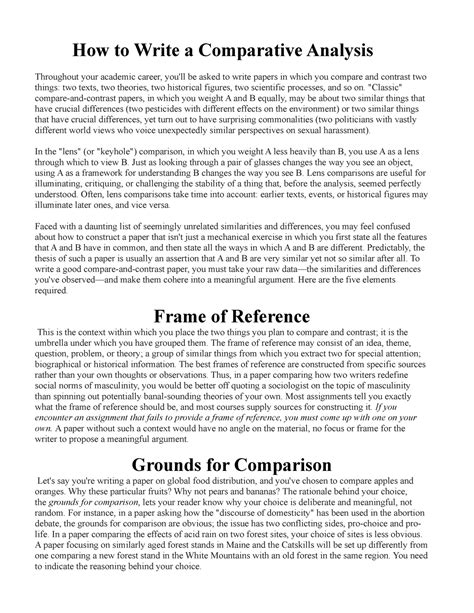 how to write a comparative analysis