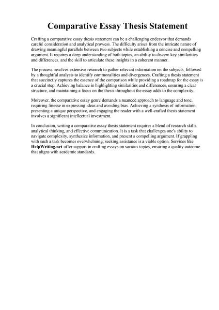 how to write a comparative essay thesis statement