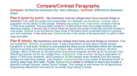 how to write a compare and contrast body paragraph