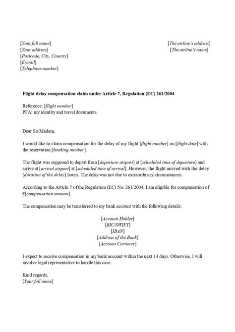 how to write a complaint letter for flight delay compensation