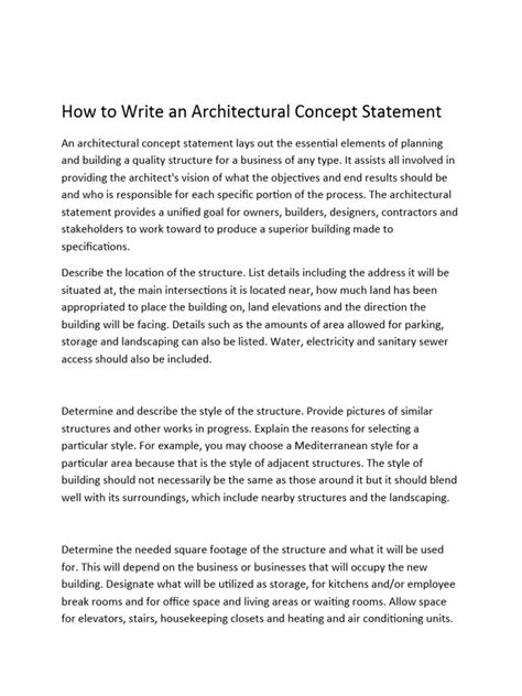 how to write a concept statement architecture