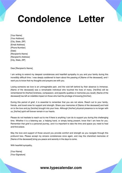 how to write a condolence letter example