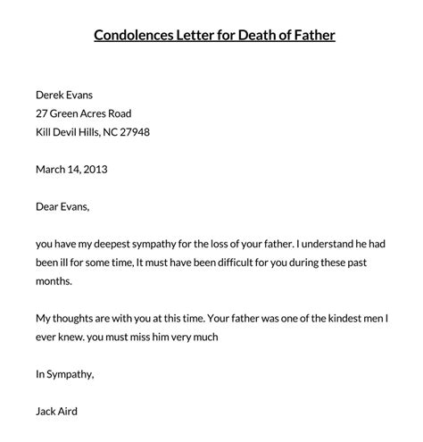 how to write a condolence letter sample