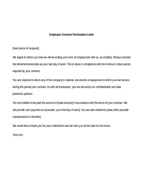 how to write a contract termination letter to employer