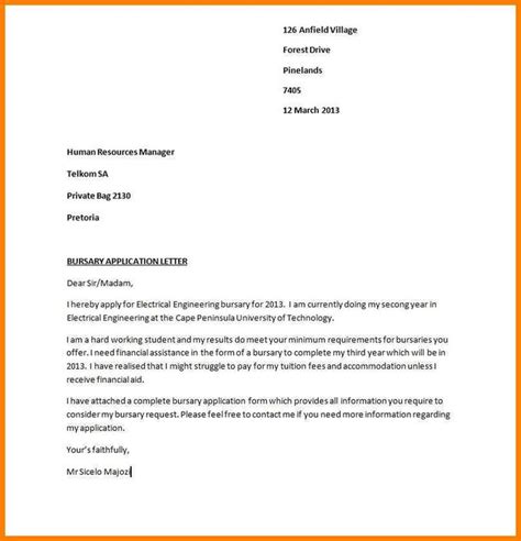 how to write a cover letter for a bursary