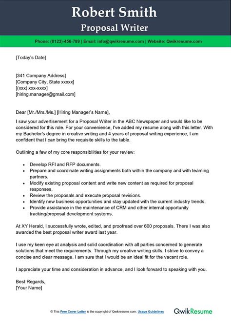 how to write a cover letter for a request for proposal