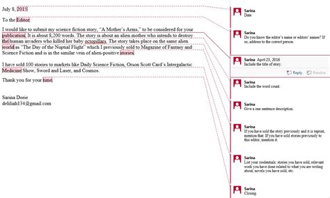 how to write a cover letter for a short story