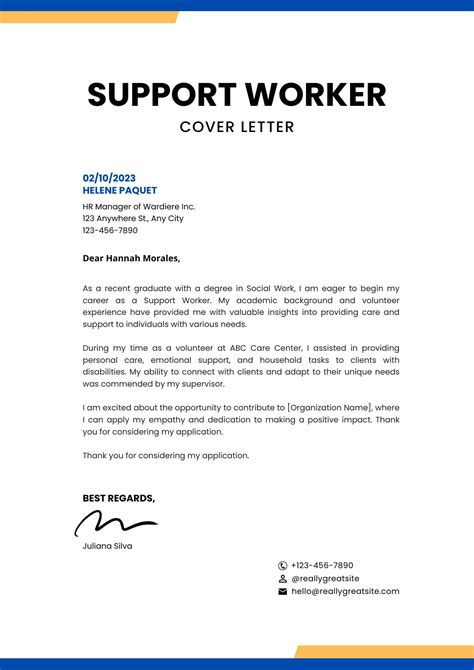 how to write a cover letter for support work