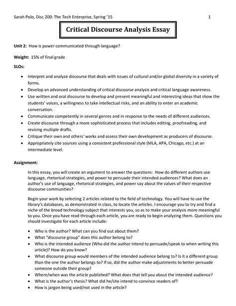 how to write a critical discourse analysis essay