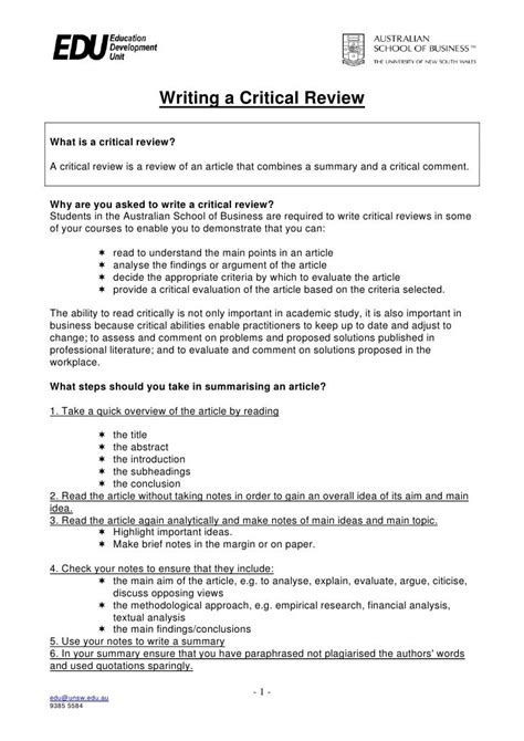how to write a critical review example
