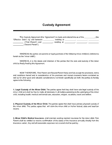 how to write a custody agreement