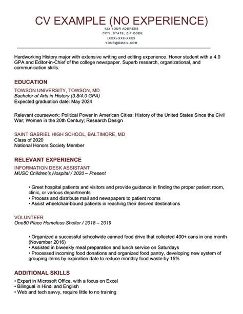 how to write a cv for a job with no experience sample