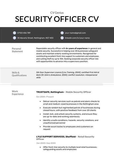 how to write a cv for a security job application