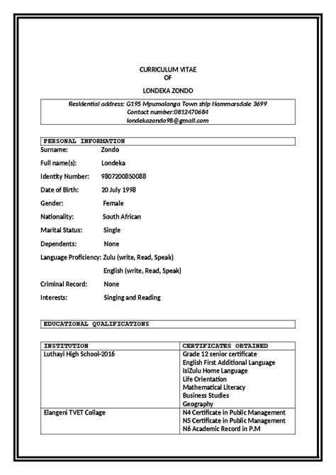 how to write a cv for inservice training