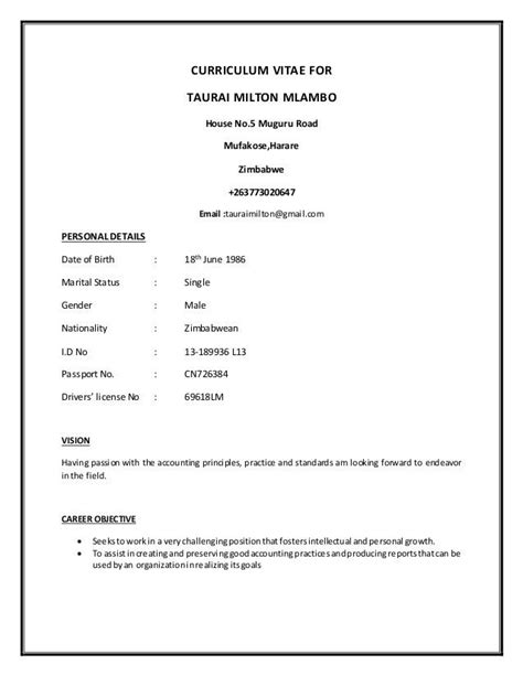 how to write a cv in zimbabwe