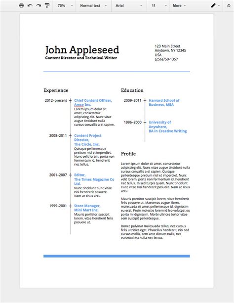 how to write a cv on google docs