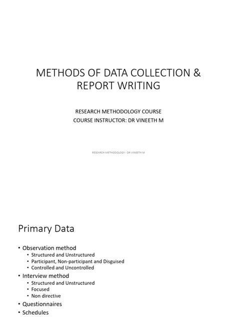 how to write a data collection report