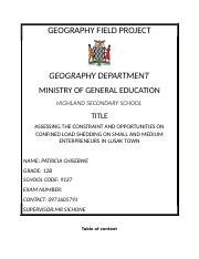 how to write a dedication in geography field project