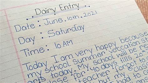 how to write a diary entry class 9