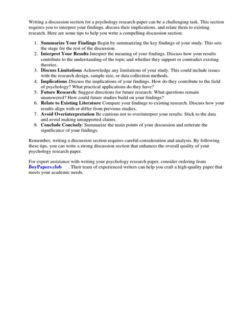 how to write a discussion section for a psychology dissertation