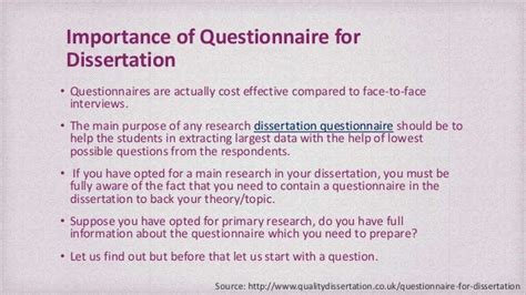 how to write a dissertation questionnaire
