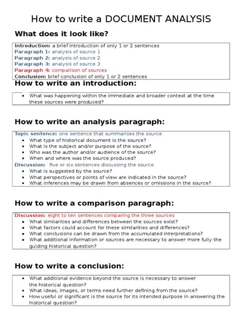 how to write a document analysis