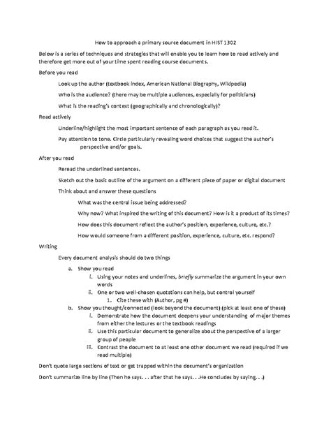 how to write a document analysis for history