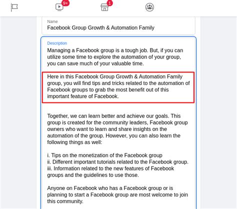 how to write a facebook group description