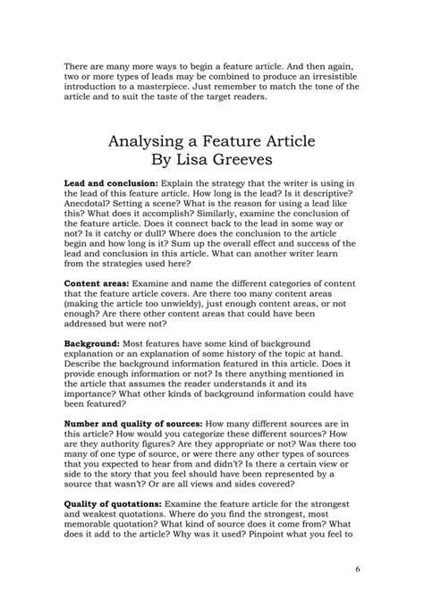 how to write a feature article pdf