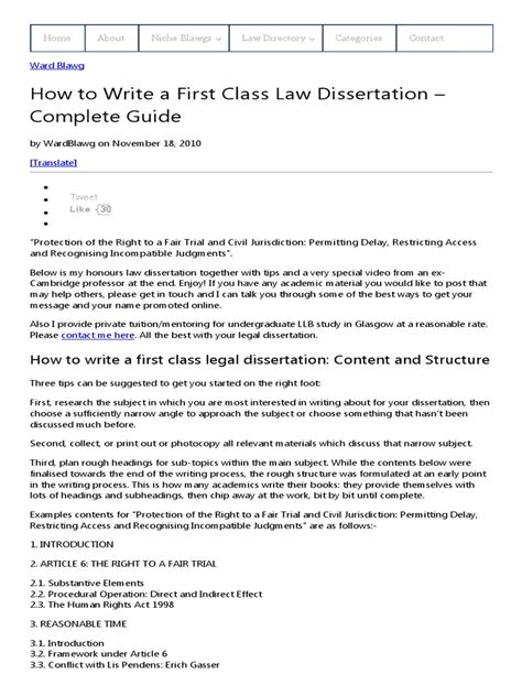 how to write a first class law dissertation