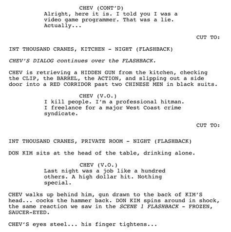 how to write a flashback sequence in a screenplay