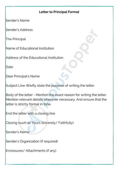 how to write a formal letter to a principal of the school