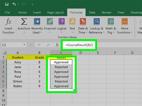 how to write a function in excel