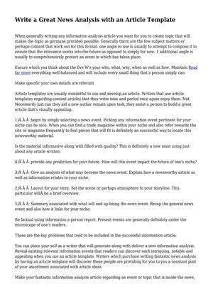 how to write a good analysis of an article