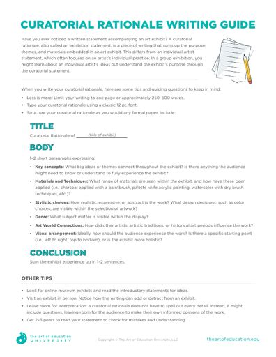 how to write a good curatorial rationale