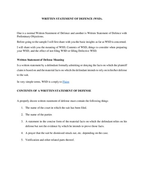 how to write a good defense statement