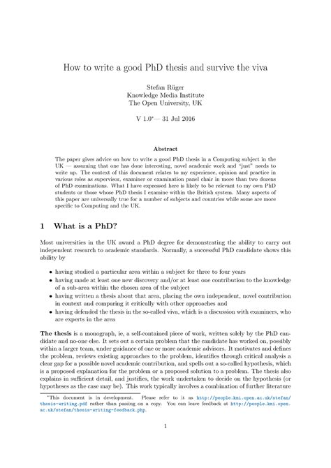 how to write a good doctoral thesis