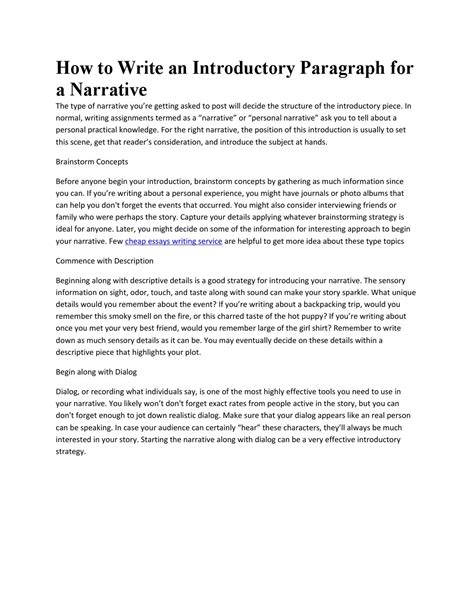 how to write a good introduction paragraph for a narrative essay