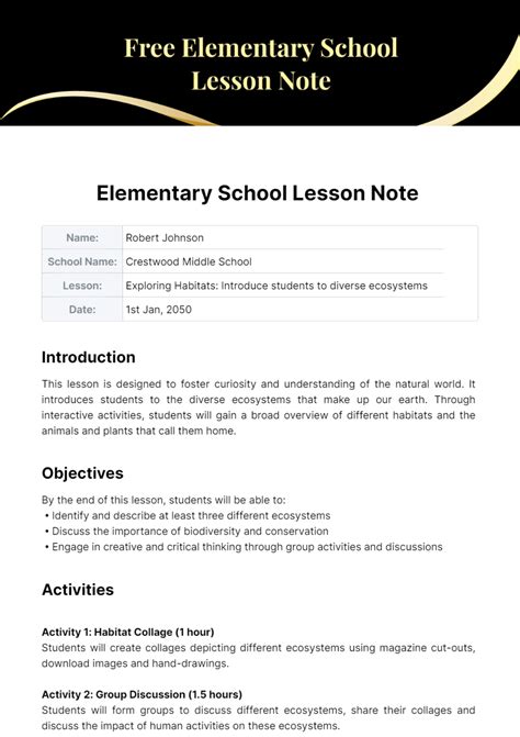 how to write a good lesson note for primary school