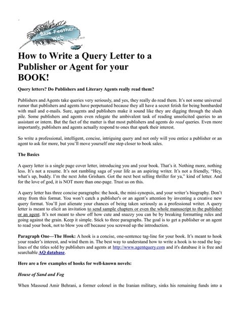 how to write a good query letter for a children's book