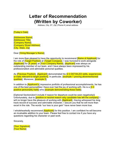 how to write a good reference letter for a coworker example