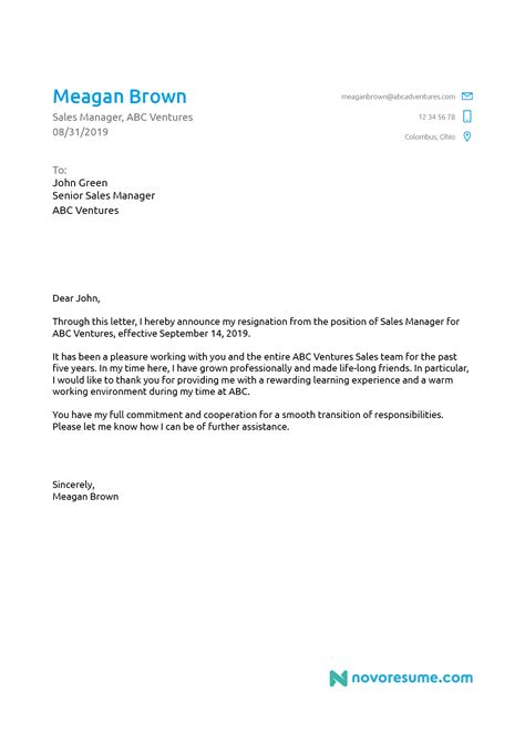 how to write a good resignation email